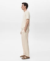 Mango Men's Pinstripe Linen Pants