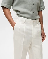 Mango Men's Linen-Blend Pleated Pants