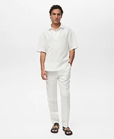 Mango Men's Lyocell Linen Regular-Fit Polo Shirt