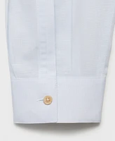 Mango Men's Mao Collar Linen Shirt