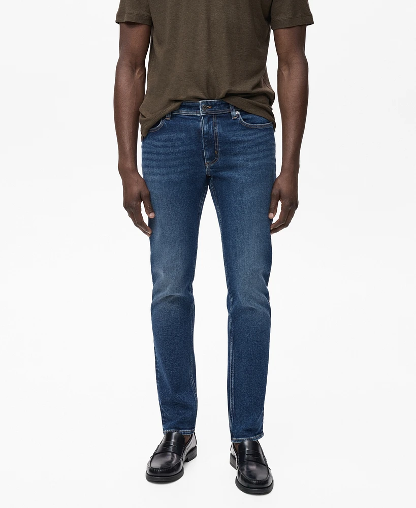 Mango Men's Jan Slim-Fit Faded Dark-Wash Jeans