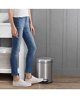 1.32 Gal./5 Liter Stainless Steel Round Step-on Trash Can for Bathroom and Office