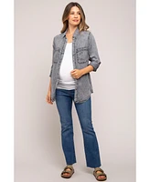 Pinkblush Maternity Charcoal Chambray Rolled Cuff Shirt