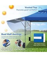10 x 17.6 Feet Outdoor Instant Pop-up Canopy Tent with Dual Half Awnings