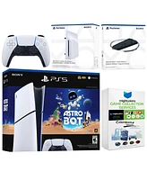 Sony PlayStation 5 Astro Bot Slim Digital Bundle with Disc Drive, Vertical Stand, and MightySkins Game Collection Services