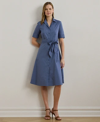 Lauren Ralph Petite Belted Cotton-Blend Shirtdress