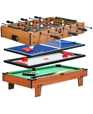 4-in-1 Combo Game Table Set Foosball Table with Billiards and Hockey