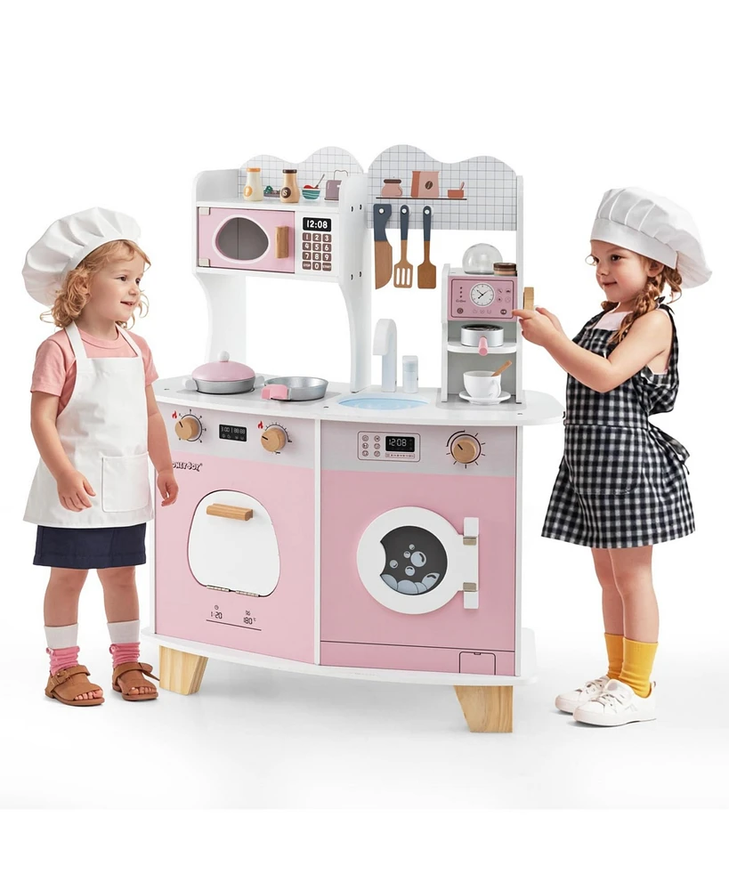 Wooden Kids Kitchen Playset with Coffee Maker for kids