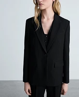 Mango Women's Flap Pockets Straight Jacket