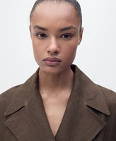 Mango Women's Double Breasted Linen Trench Coat