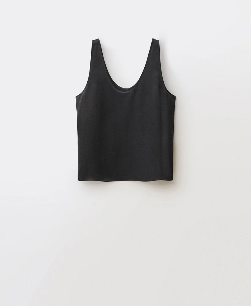 Mango Women's Wide Straps Silk Top