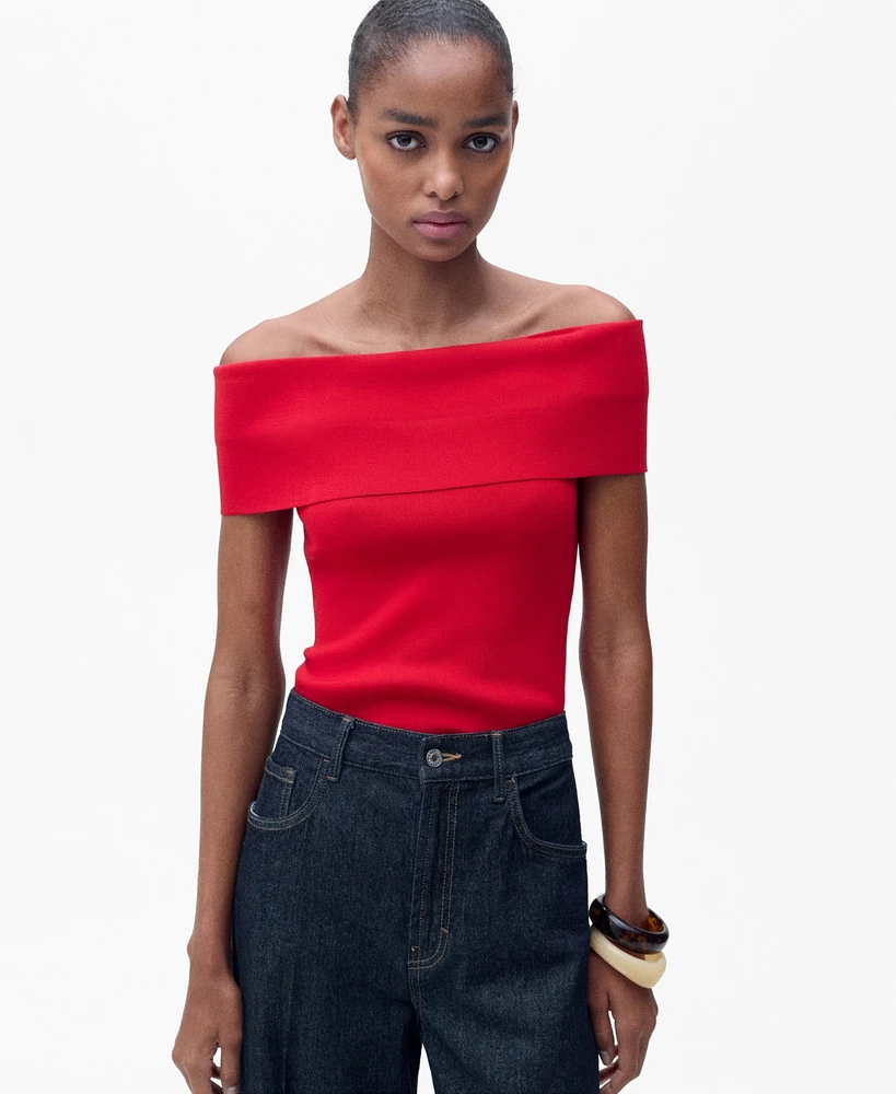 Mango Women's Off-The-Shoulder Knitted Top