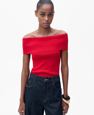 Mango Women's Off-The-Shoulder Knitted Top