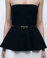 Mango Women's Fine-Knit Peplum Top