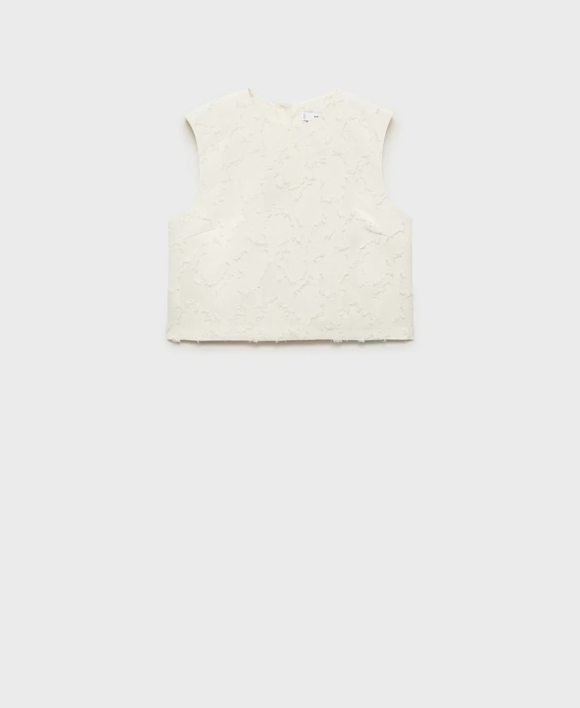 Mango Women's Textured Crop Top