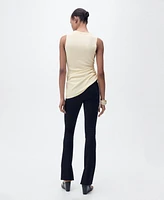 Mango Women's Side Gathered Knitted Top