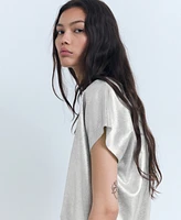 Mango Women's Short-Sleeved Foil Knit Sweater
