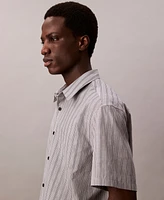 Calvin Klein Men's Cotton Striped Textured Short-Sleeve Shirt