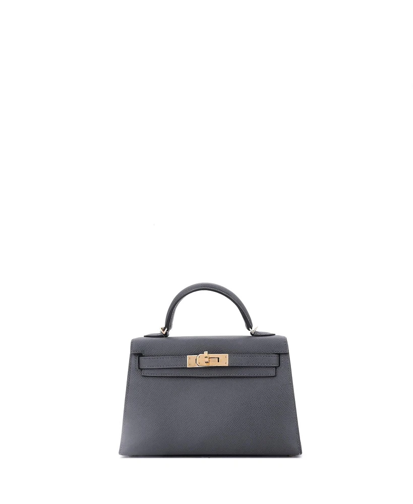Pre-Owned Hermes Kelly 20 Handbag Grey Epsom with Permabrass Hardware