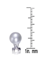 Sterling Silver White Gold Plating with Clear Cubic Zirconia & White Pearl Earrings