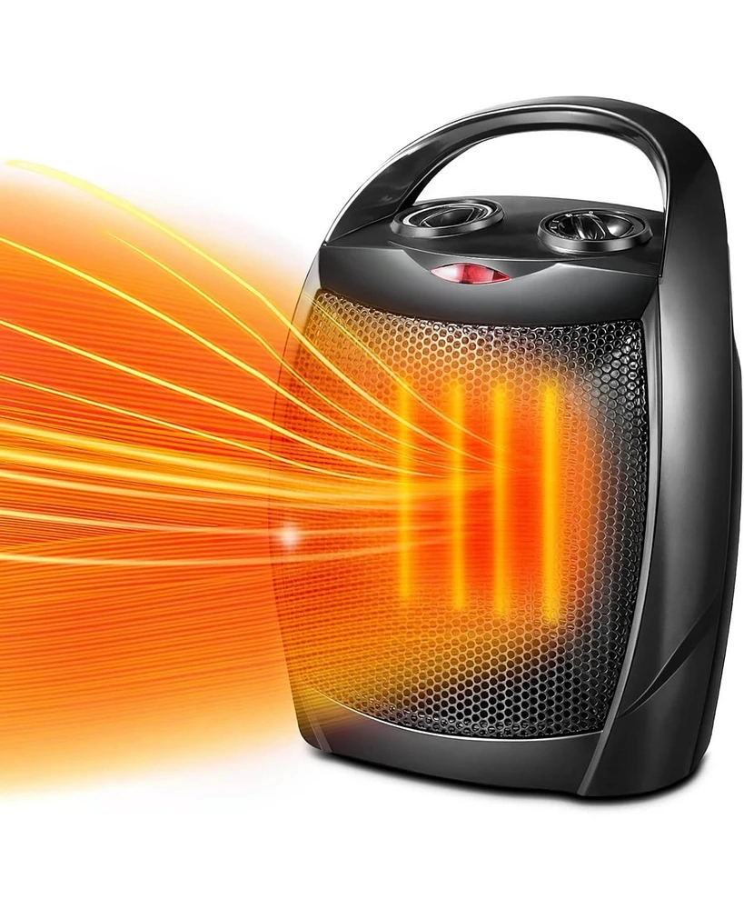 Zafro Portable Ceramic Space Heater, 750W/1500W Electric Heater with Thermostat, Overheat Protection, Quiet Fan for Home & Office