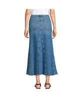 Lands' End Women's Soft Denim Godet Midi Skirt