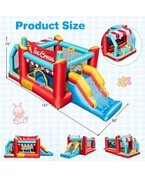Gymax Inflatable Bounce House 5-in-1 Ice Cream Jumping Castle w/ 480W Blower
