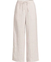 Lands' End Women's High Rise Drawstring Linen Wide Leg Crop Pants