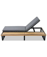 2 pieces Outdoor Chaise Lounge Chair Set with 5-Position Adjustable Backrest