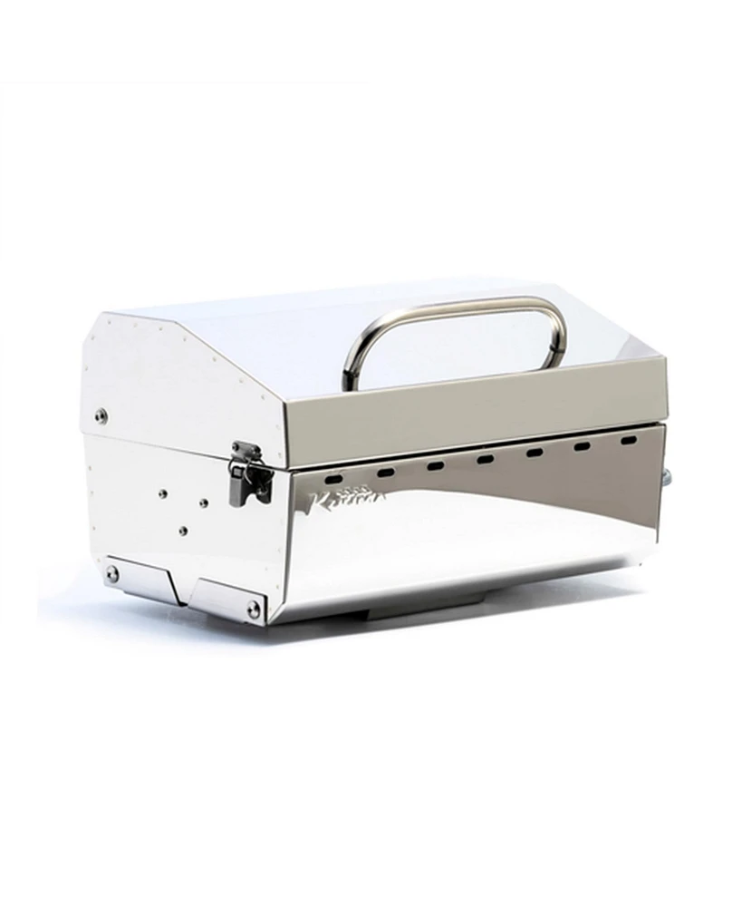 Camco Kuuma Stow N Go 125 Stainless Steel Gas Grill with Pedestal Mount, Silver