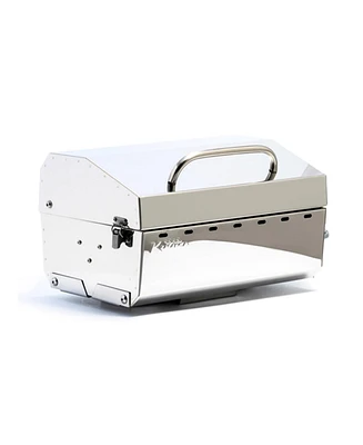 Camco Kuuma Stow N Go 125 Stainless Steel Gas Grill with Pedestal Mount, Silver