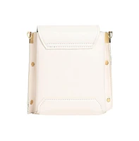 Women's White Printed Leather Sling Bag