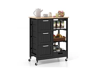 Rolling Kitchen Island Utility Storage Cart with 3 Large Drawers