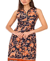 Msk Petite Zip-Neck Sleeveless Midi Dress