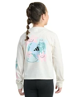 adidas Big Girls Long-Sleeve Regular-Fit Heather Logo Graphic T-Shirt