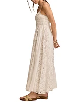 Lucky Brand Women's Smocked Lace Midi Dress