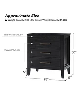 Hulala HomeTheresa Transitional 3-Drawer Nightstand with Hidden Pull-out Drawer