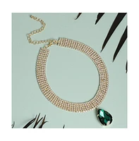 Sohi Teardrop Stone Statement Necklace