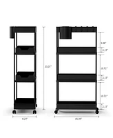 4 Tier Slim Storage Kitchen Cart, Shelving Unit Rolling Rack With Wheels