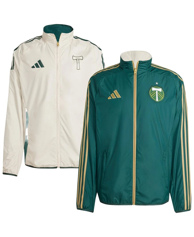 Adidas Men's Green/White Portland Timbers 2025 Anthem Reversible Full-Zip Jacket