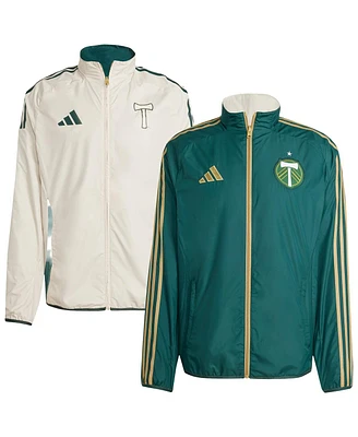 Adidas Men's Green/White Portland Timbers 2025 Anthem Reversible Full-Zip Jacket
