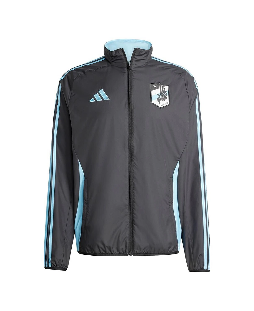 Adidas Men's Black/Light Blue Minnesota United Fc 2025 Anthem Reversible Full-Zip Jacket