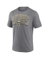 Fanatics Men's Heather Gray New Orleans Saints Warped Block Tri-Blend T-Shirt