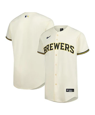 Nike Men's Cream Milwaukee Brewers Home Elite Jersey