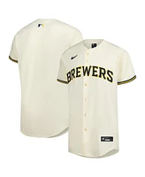 Nike Men's Cream Milwaukee Brewers Home Elite Jersey