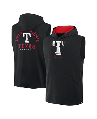 Fanatics Men's Black Texas Rangers Fire Speed Sleeveless Pullover Hoodie