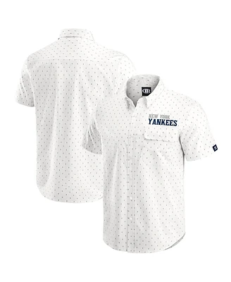 Darius Rucker Collection by Fanatics Men's Cream New York Yankees Printed Button-Down Shirt