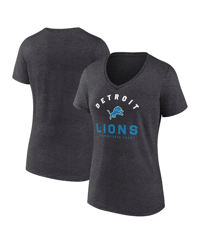 Logo Athletic Women's Heather Charcoal Detroit Lions Unrivaled V-Neck T-Shirt