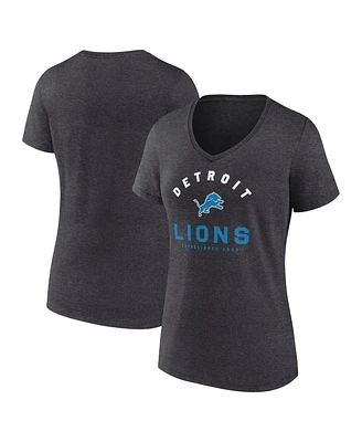 Logo Athletic Women's Heather Charcoal Detroit Lions Unrivaled V-Neck T-Shirt