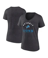 Logo Athletic Women's Heather Charcoal Detroit Lions Unrivaled V-Neck T-Shirt
